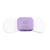 The comfee power square is attached to an electrode sticky pad on a white background. The TENS machine is purple in colour and clearly displays the logo Comfee Relief as well as the on/off button which is grey. 